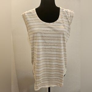 LOFT Cream and White Striped Muscle Tee NWT
